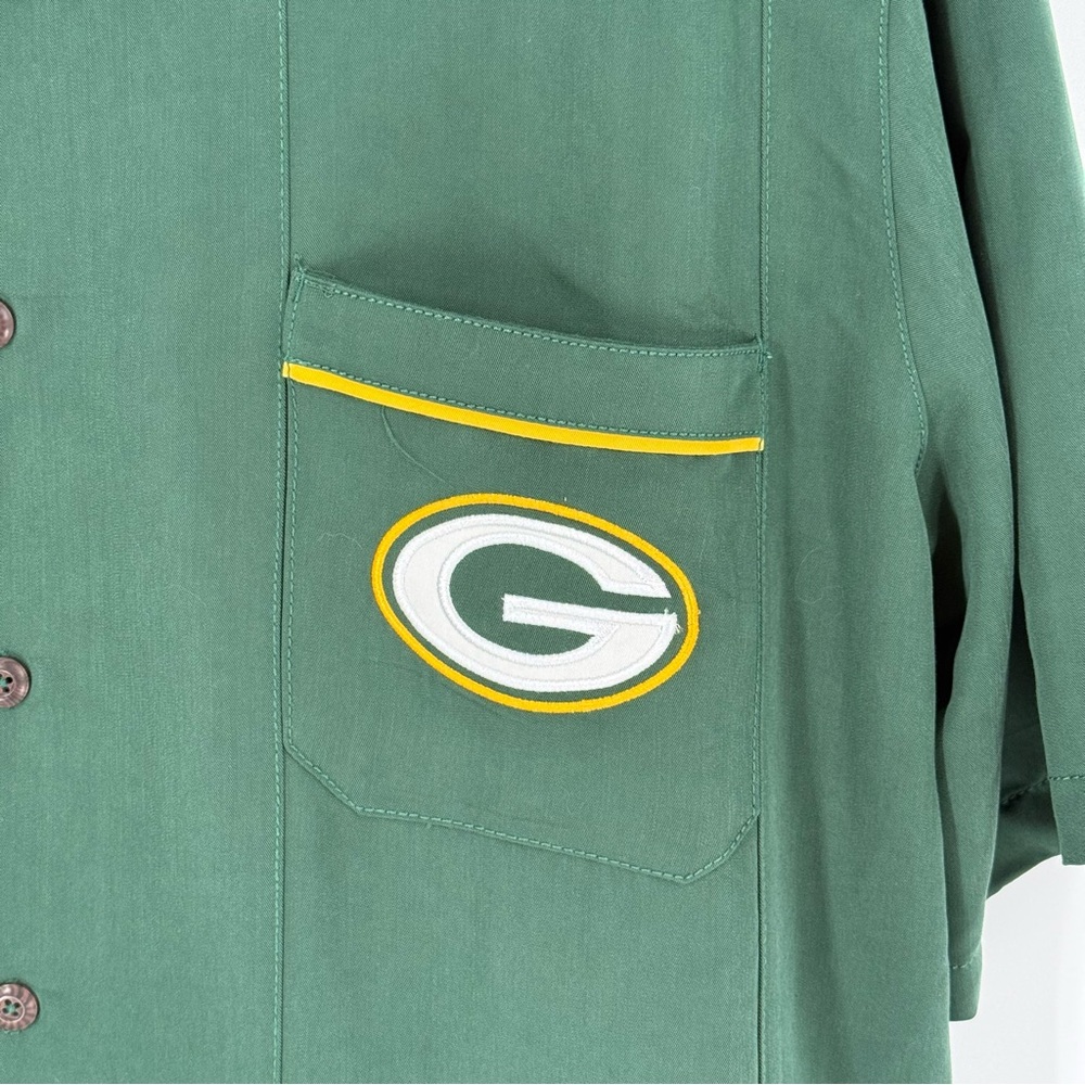 Green Bay Packers Button Up Camp Bowling Shirt NFL Apparel Embroidered Logo XXL - Picture 4 of 13